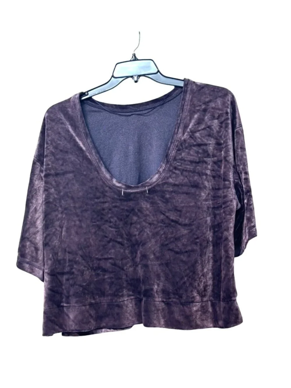 Free People Valerie Velour T-Shirt, Navy (purple really), Sz. S